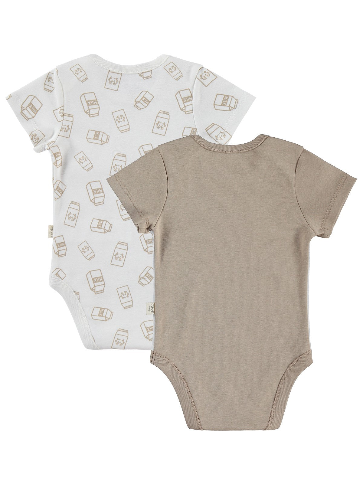 Civil Baby Milk Baskılı 2'li Set 3-18 Ay Çıtçıtlı Badi - Ekru
