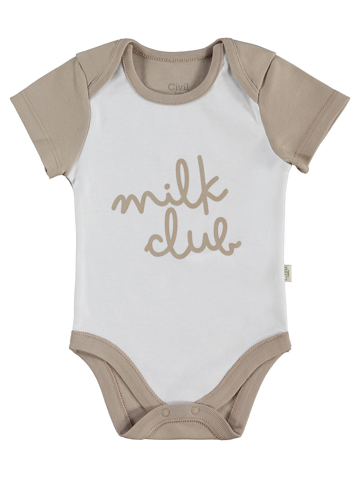 Civil Baby Milk Baskılı 2'li Set 3-18 Ay Çıtçıtlı Badi - Ekru