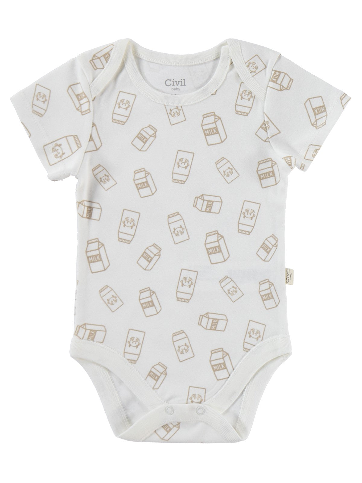 Civil Baby Milk Baskılı 2'li Set 3-18 Ay Çıtçıtlı Badi - Ekru