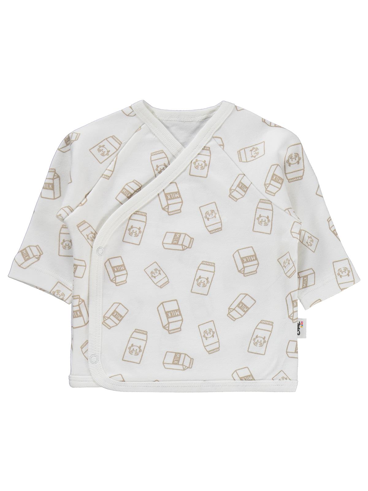 Civil Baby Milk Baskılı Zıbın Takımları - Ekru