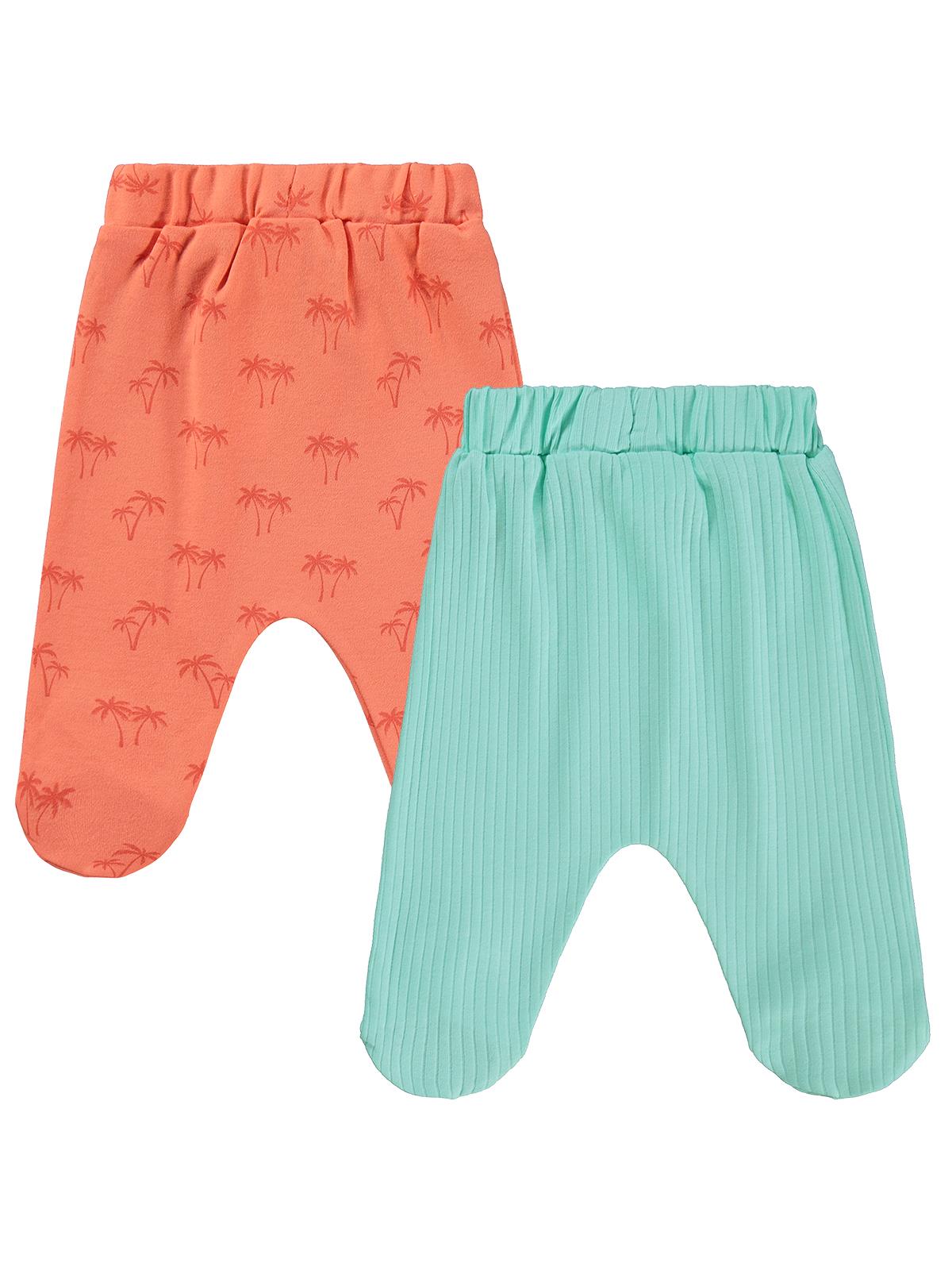 Civil Baby Palmiye Baskılı 2'li Set 1-9 Ay Tek Alt Bebe - Mercan-Mint