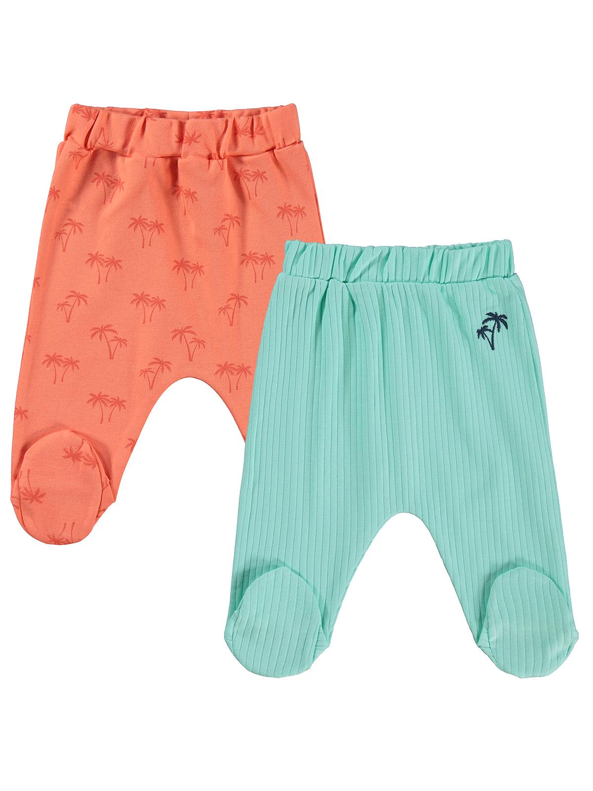 Civil Baby Palmiye Baskılı 2'li Set 1-9 Ay Tek Alt Bebe - Mercan-Mint