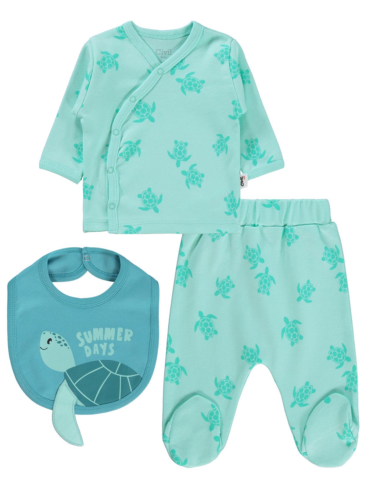 Civil Baby Kaplumbağa Empirme  Zıbın Takımları - Yeşil