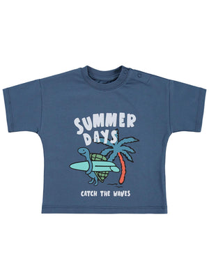 Civil Baby Summer Days Baskılı 3-12 Ay Tişört - Mavi
