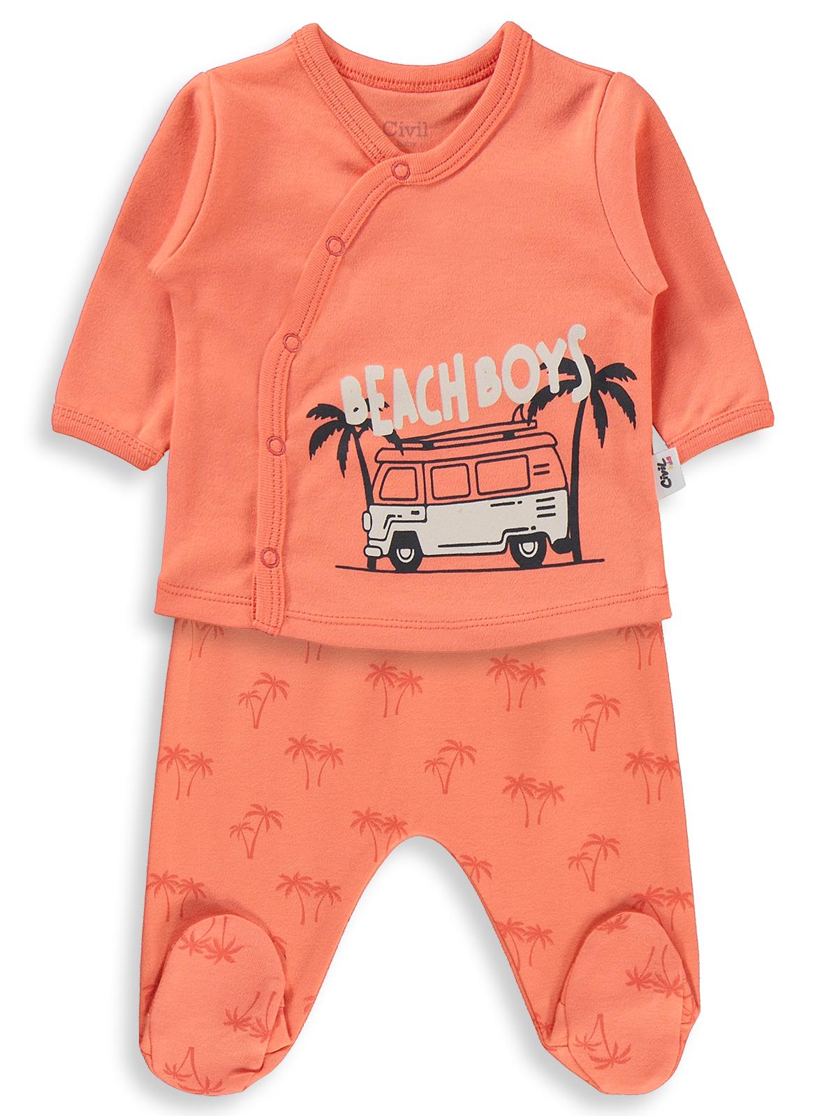 Civil Baby Beach Boys Baskılı Zıbın Takımları - Kırmızı