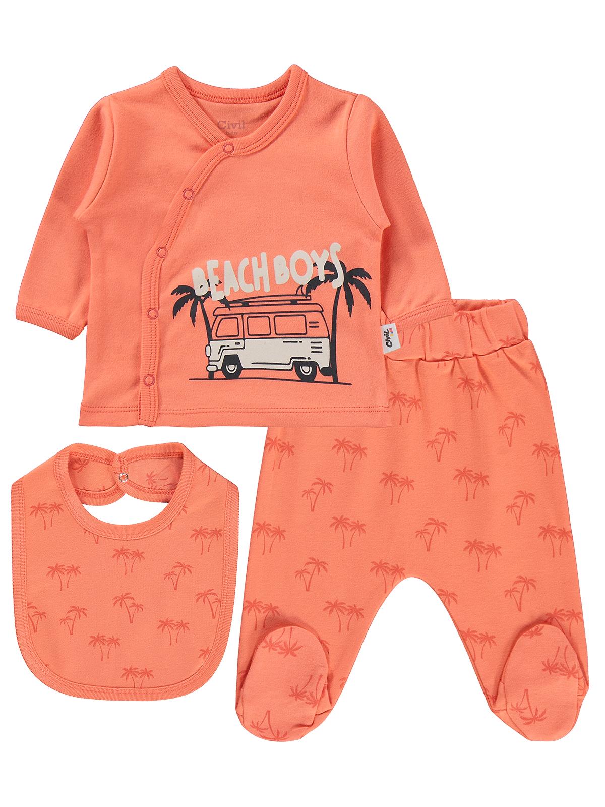 Civil Baby Beach Boys Baskılı Zıbın Takımları - Kırmızı