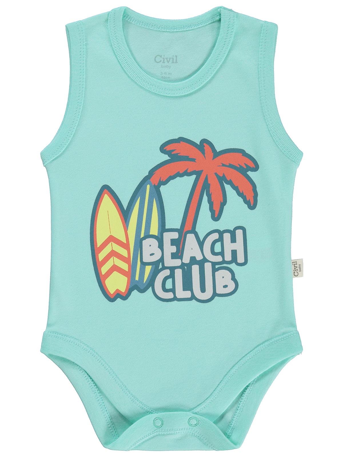 Civil Baby Palmiye Baskılı 2'li Set 3-18 Ay Çıtçıtlı Badi - Mercan-Mint
