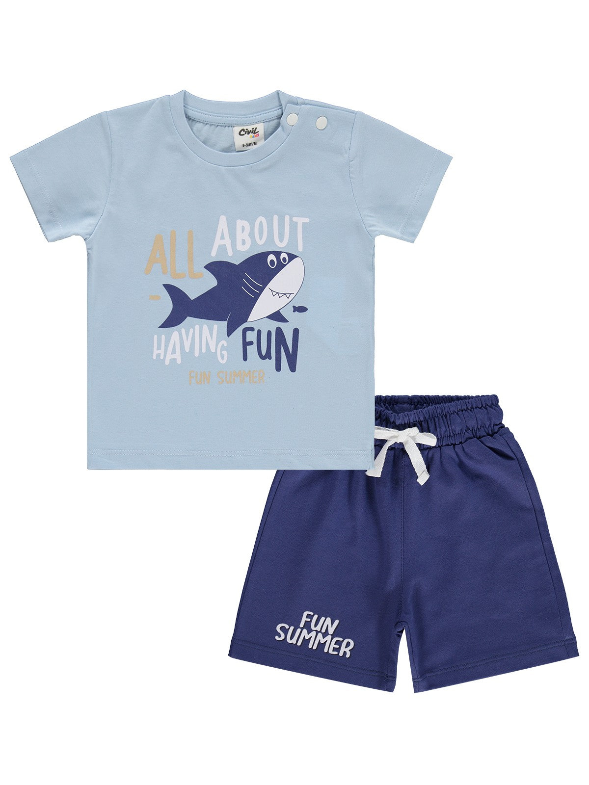 Civil Baby Köpek Balığı Baskılı 3'lü Set 6-18 Ay Takım