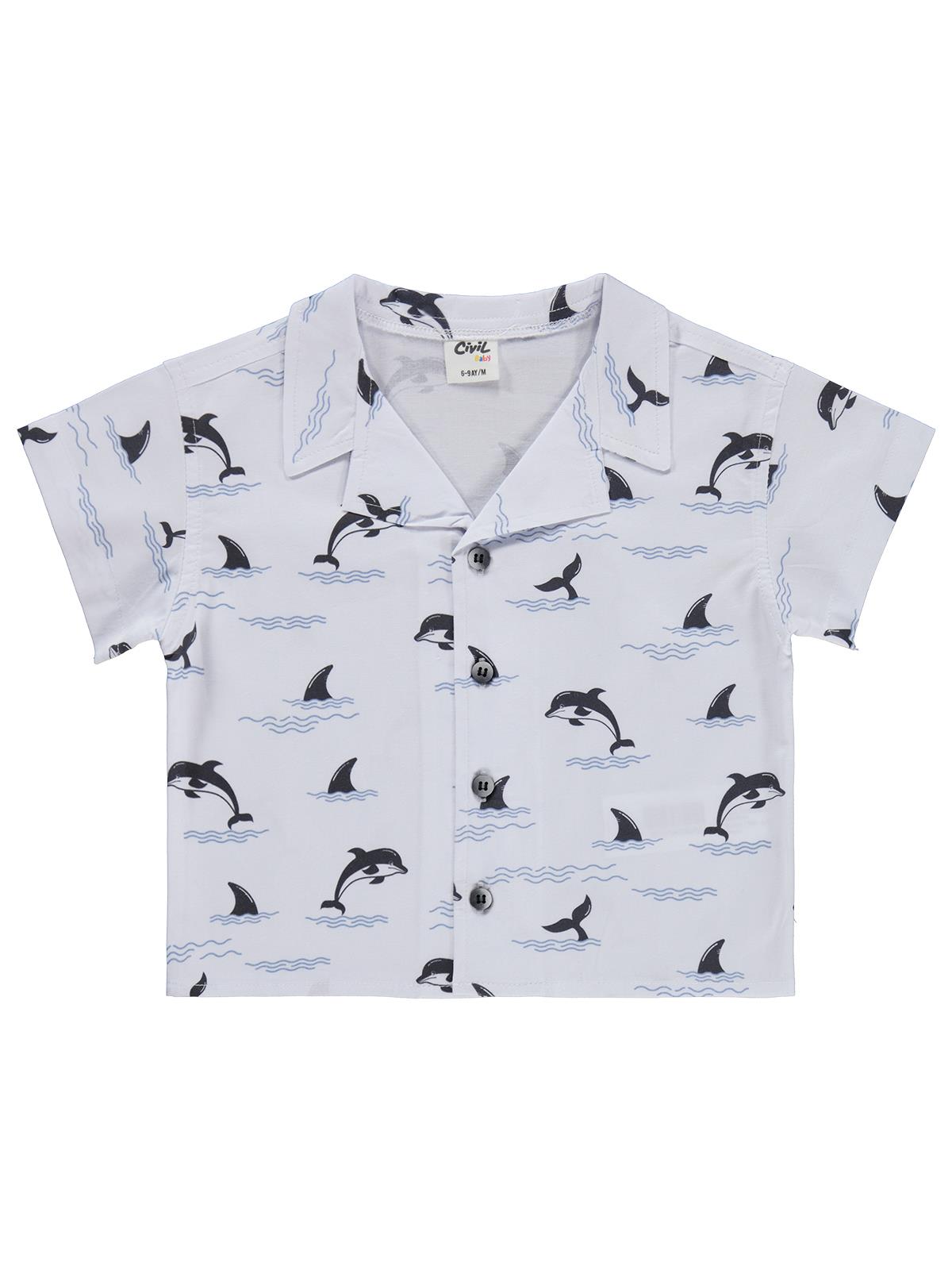Civil Baby Yunus Balığı Baskılı 6-18 Ay Gömlek - Beyaz