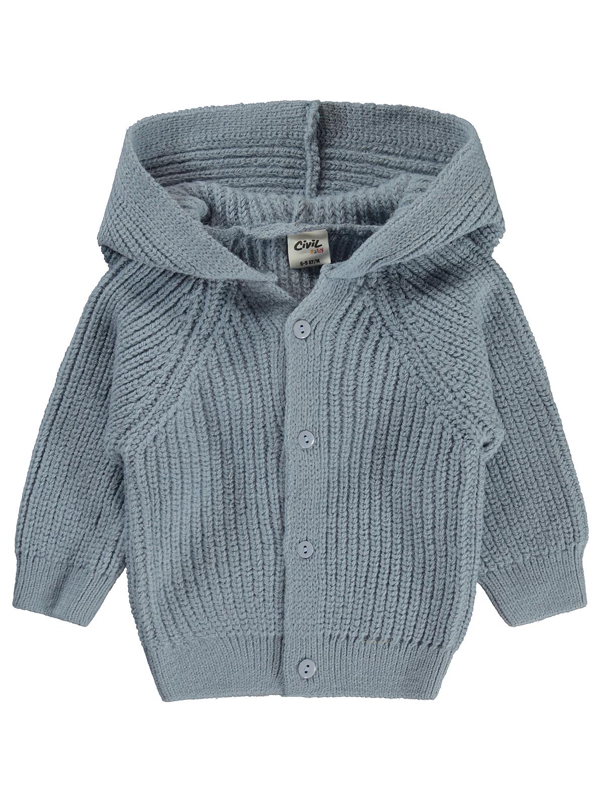 4522 Civil Baby Ayıcık Kulaklı 6-18 Ay Hırka - Mavi