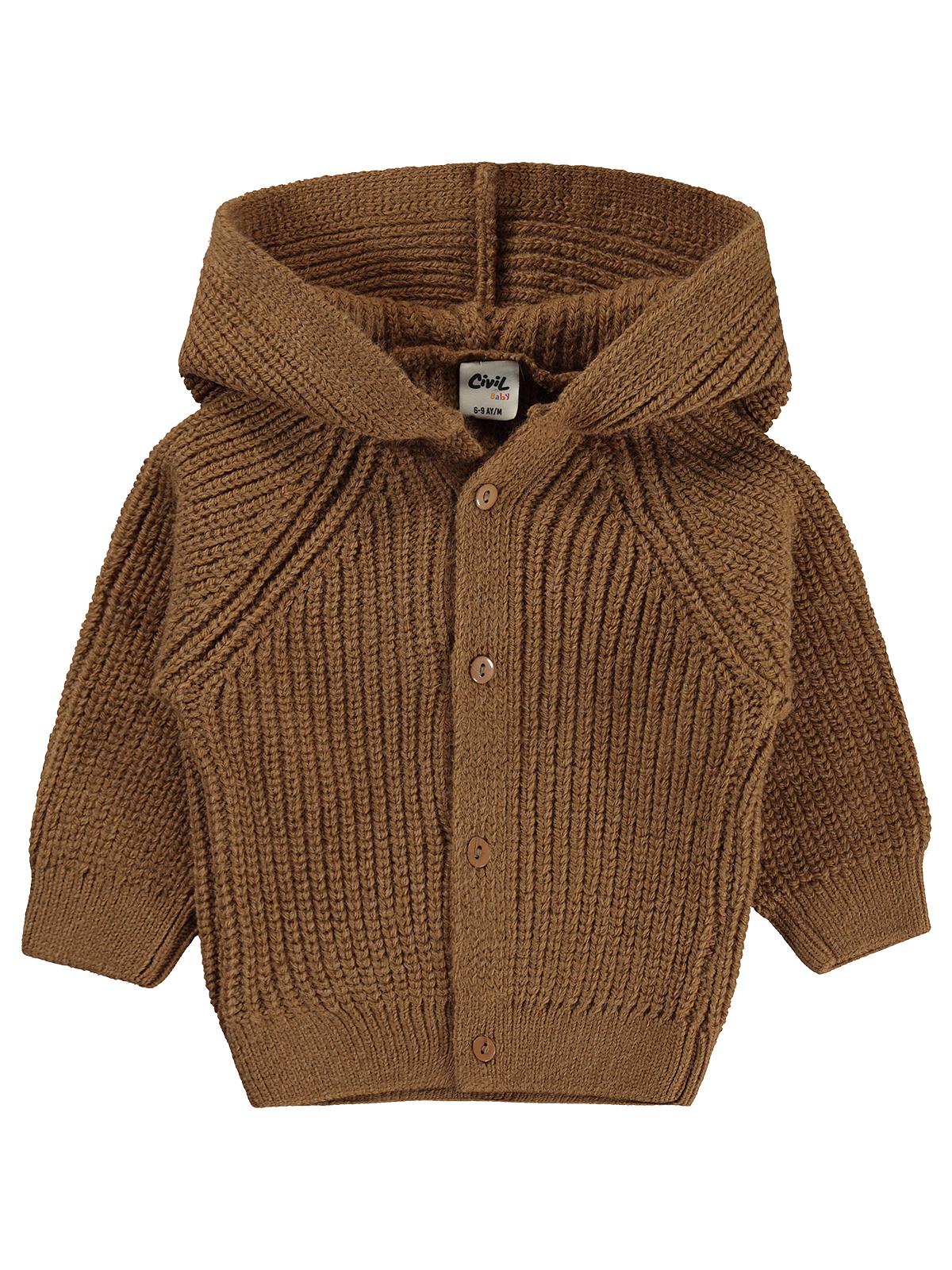 4522 Civil Baby Ayıcık Kulaklı 6-18 Ay Hırka - Kahverengi