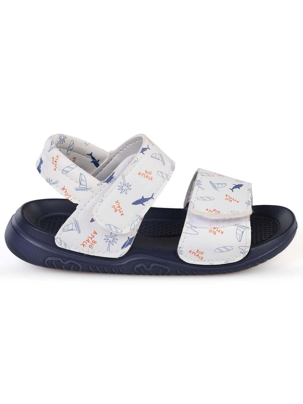 Civil Boys Köpekbalığı Desenli 26-32 Numara Sandalet - Beyaz