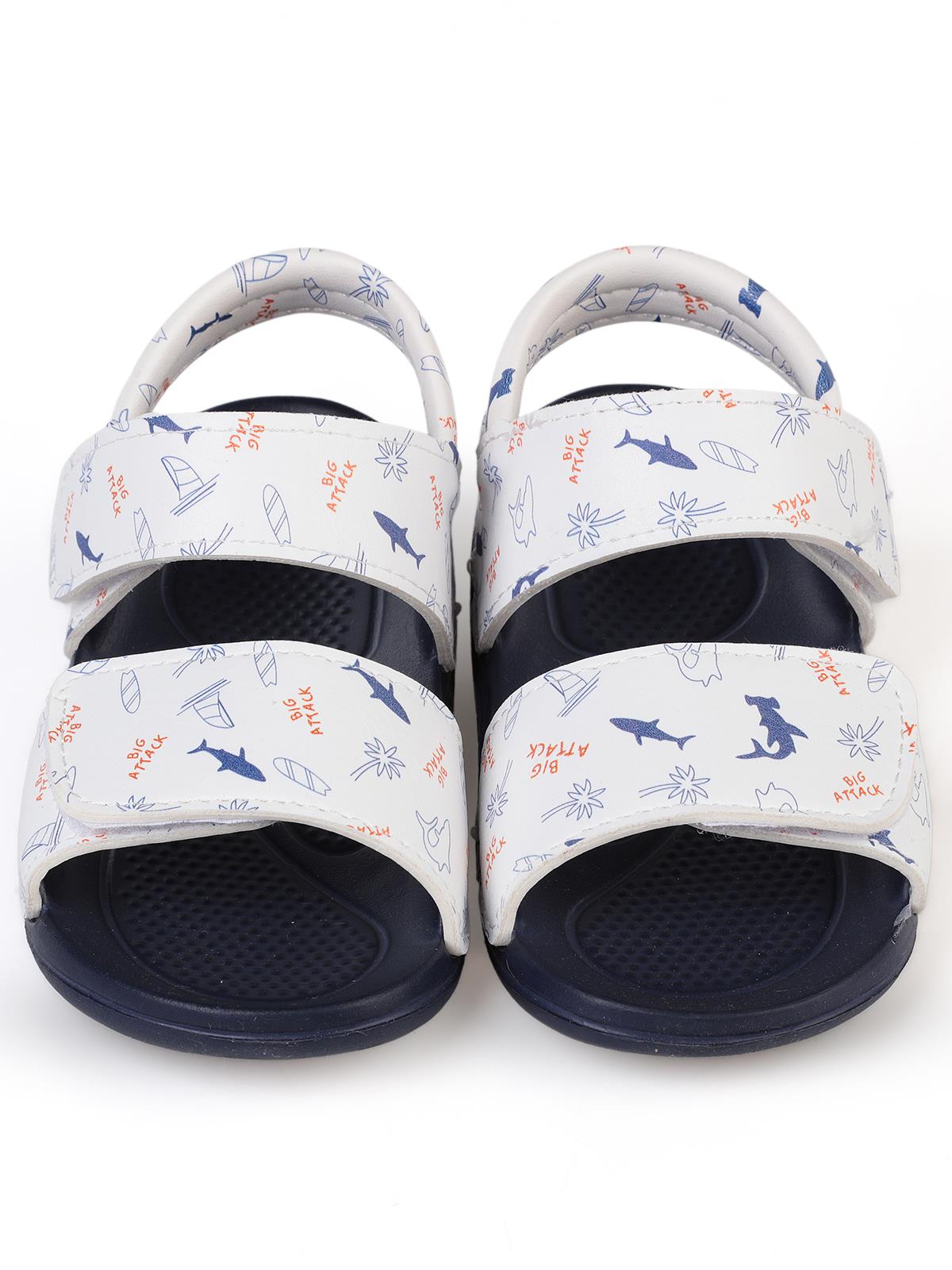Civil Boys Köpekbalığı Desenli 26-32 Numara Sandalet - Beyaz