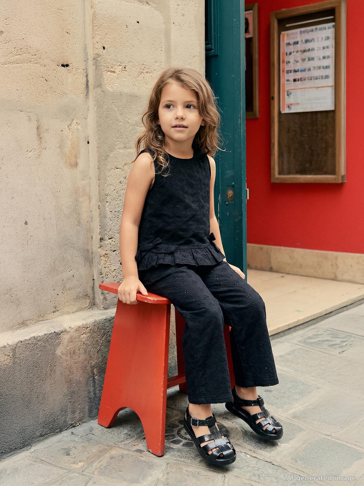 Civil Girls Fiyonk Detaylı Brode 2-5 Yaş Takım - Siyah