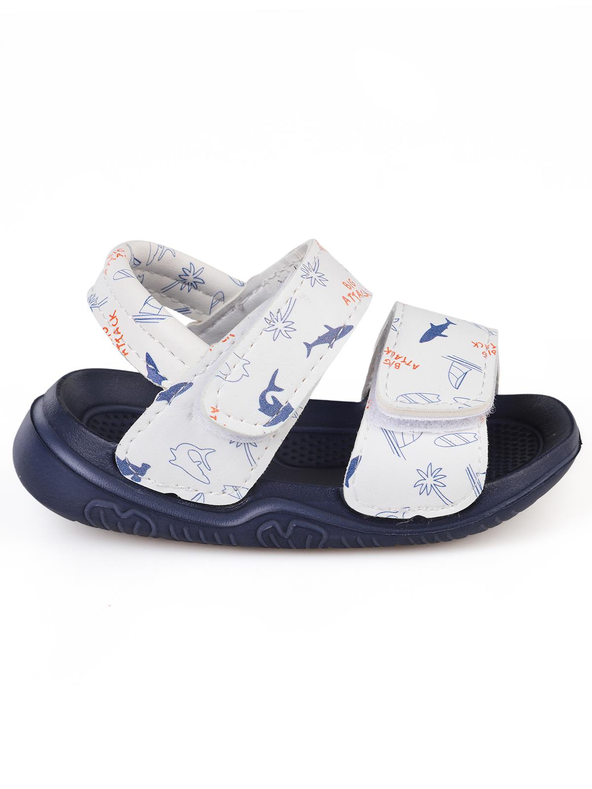 Civil Boys Köpekbalığı Desenli 20-24  Numara Sandalet - Beyaz