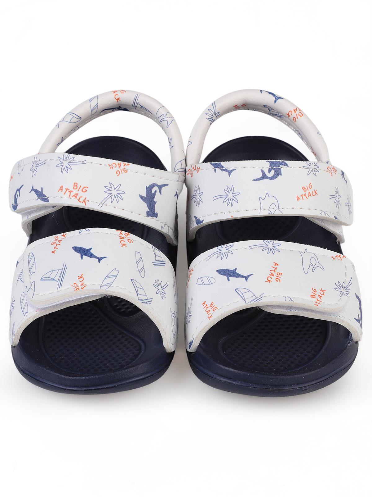 Civil Boys Köpekbalığı Desenli 20-24  Numara Sandalet - Beyaz