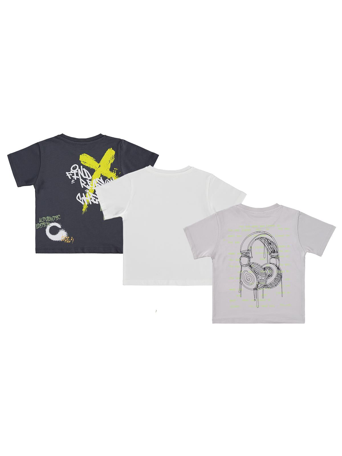 Civil Boys Kulaklık Baskılı 3'lü Set 2-5 Yaş Tişört