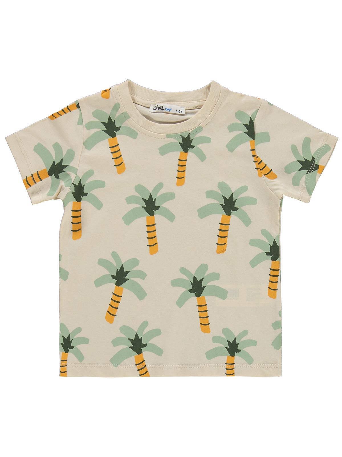 Civil Boys Palmiye Baskılı 3'lü Set 2-5 Yaş Takım