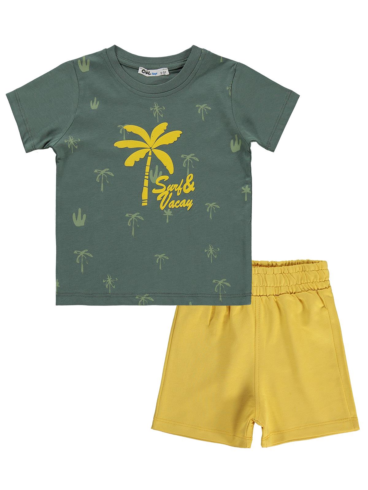 Civil Boys Palmiye Baskılı 3'lü Set 2-5 Yaş Takım