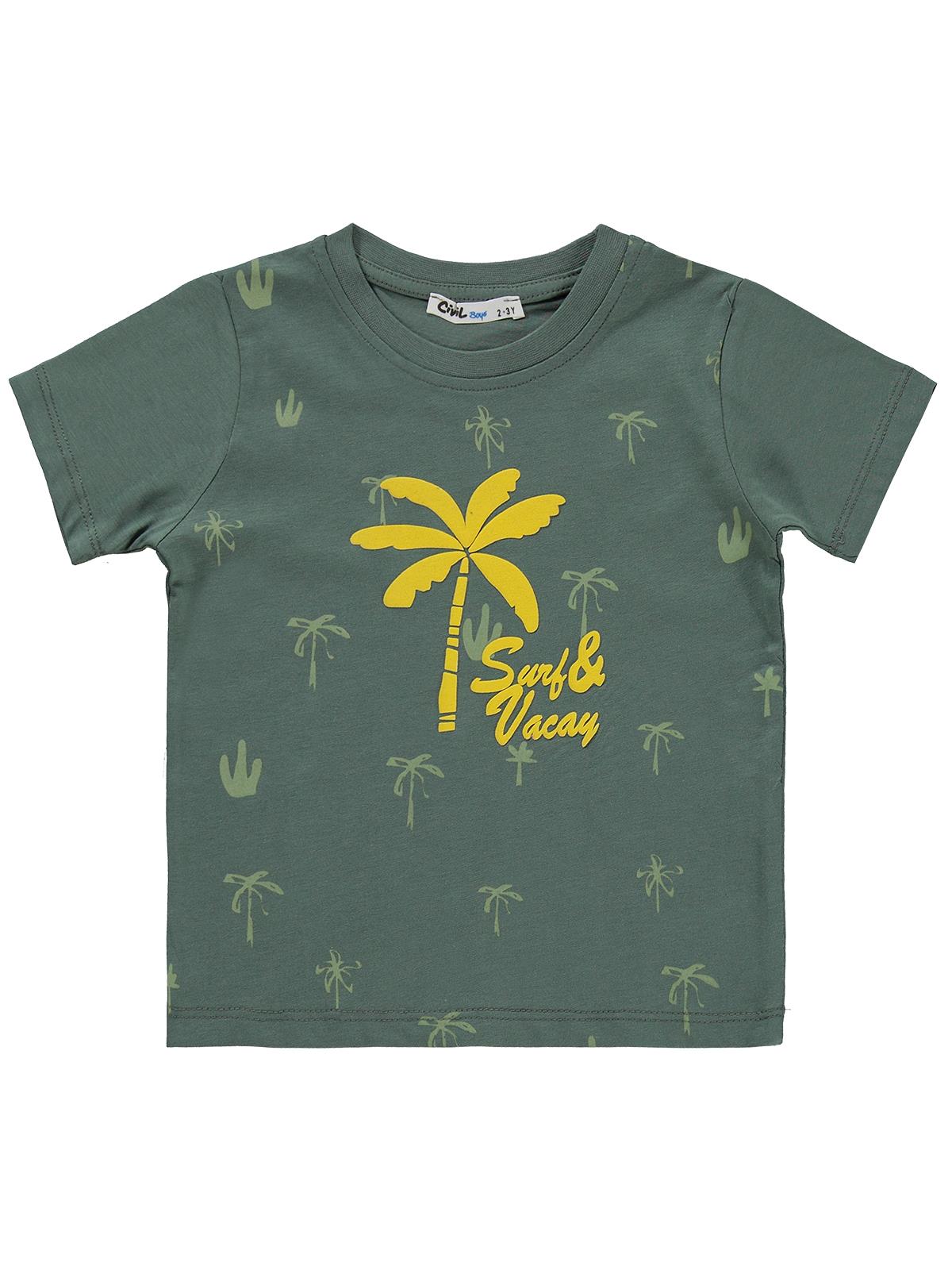 Civil Boys Palmiye Baskılı 3'lü Set 2-5 Yaş Takım