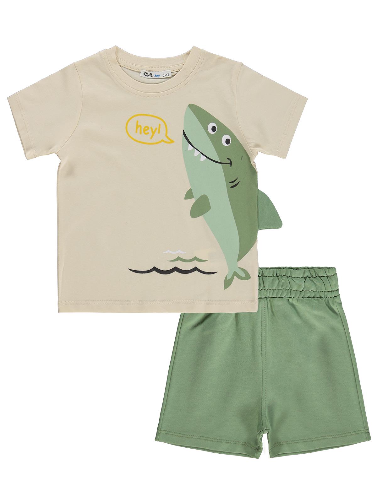 Civil Boys Palmiye Baskılı 3'lü Set 2-5 Yaş Takım