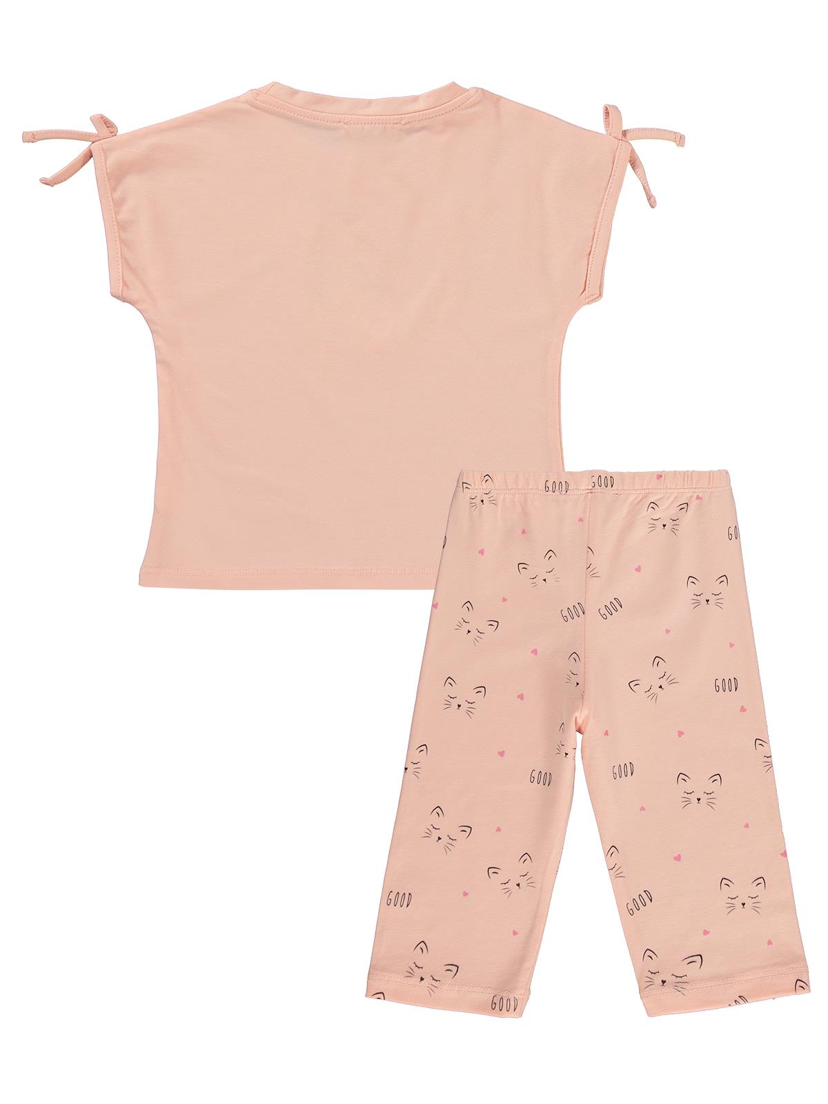 Civil Girls Kedi Baskılı 2-5 Yaş Takım - Pudra