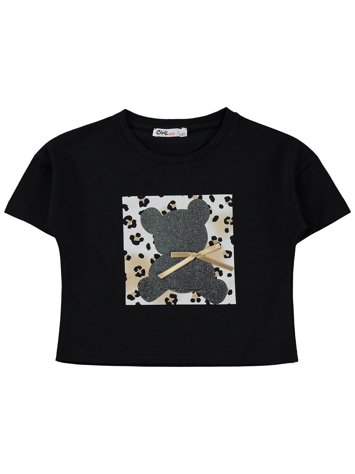 Civil Girls Ayıcık Baskılı 2-5 Yaş Takım - Siyah