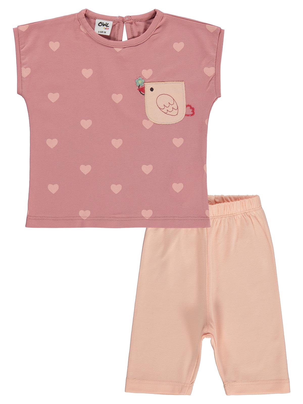 Civil Baby Kuş Baskılı 6-18 Ay Takım - Turuncu