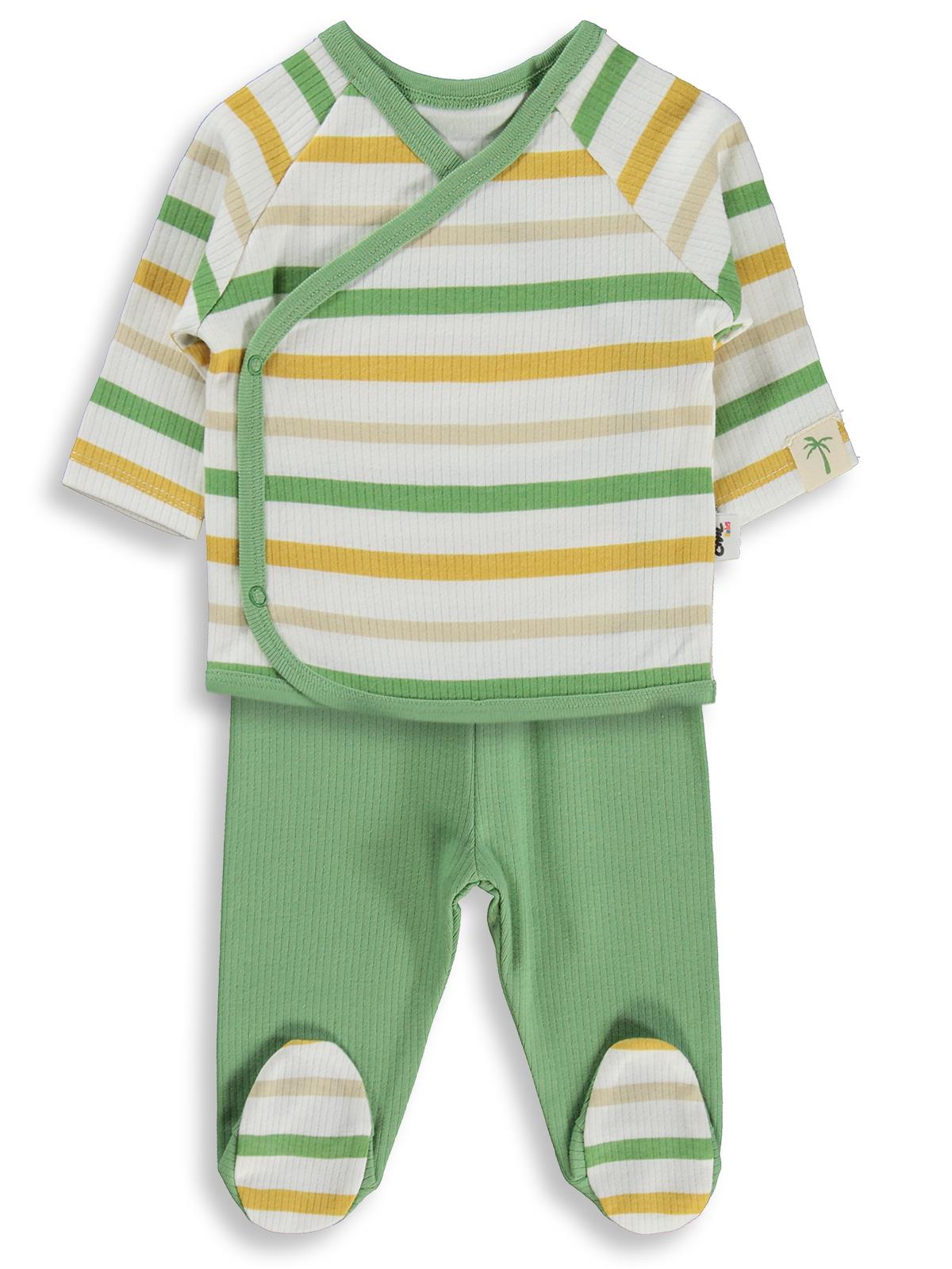 Civil Baby Çizgili Zıbın Takımları - Ekru