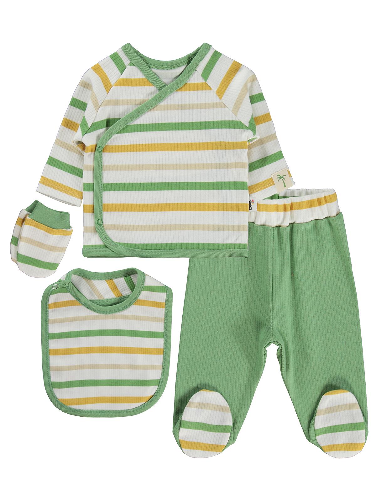 Civil Baby Çizgili Zıbın Takımları - Ekru