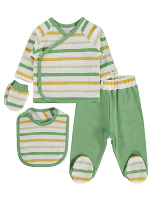 Civil Baby Çizgili Zıbın Takımları - Ekru