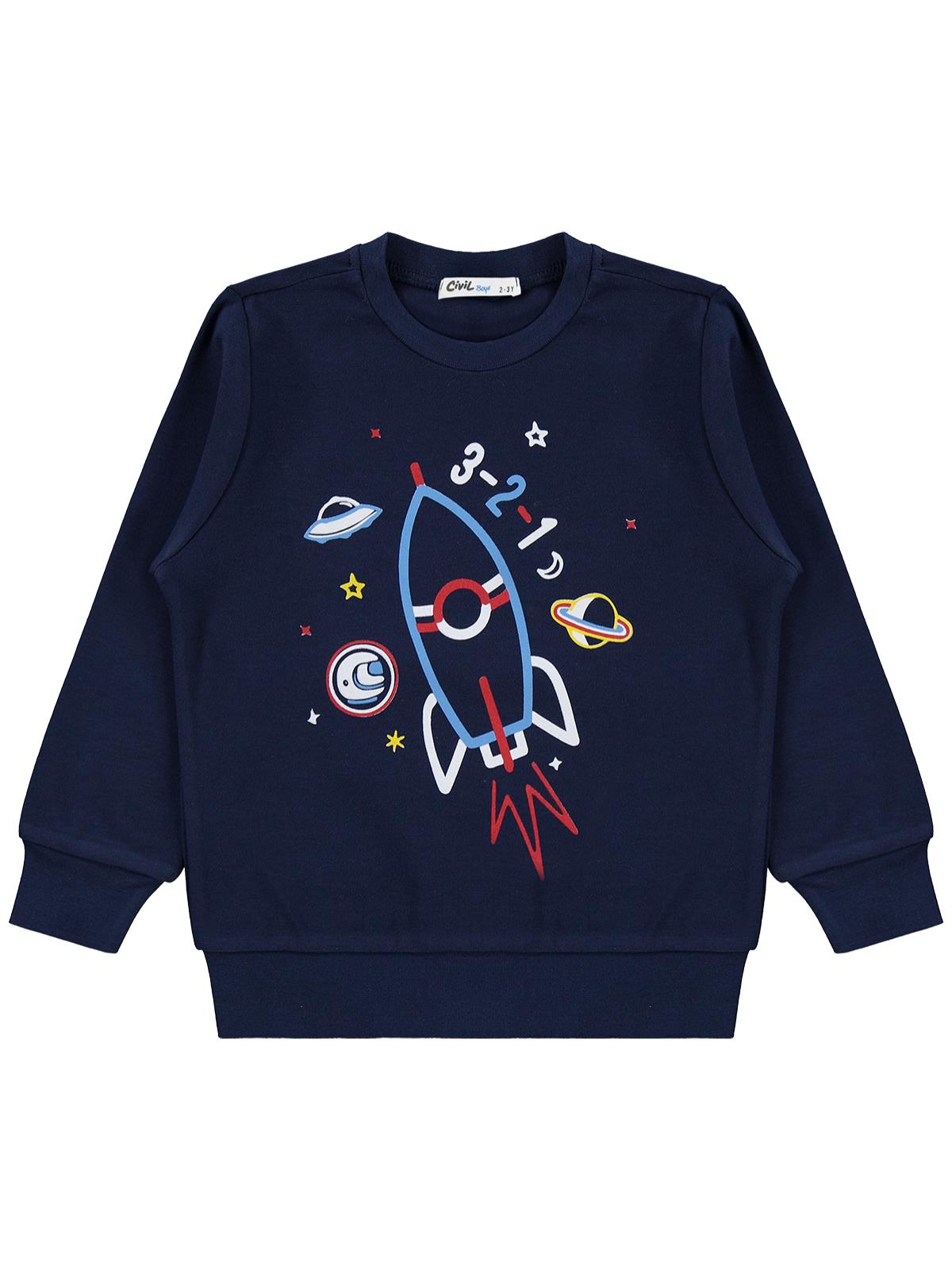 Civil Boys Uzay Mekiği Baskılı 2-5 Yaş Sweatshirt Km - Lacivert