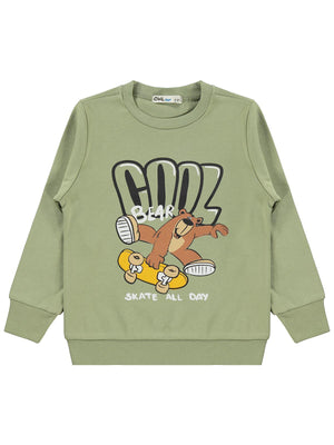 Civil Boys Cool Baskılı 2-5 Yaş Sweatshirt - Haki