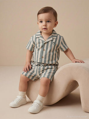 Civil Baby Çizgili 6-18 Ay Şort - Yeşil