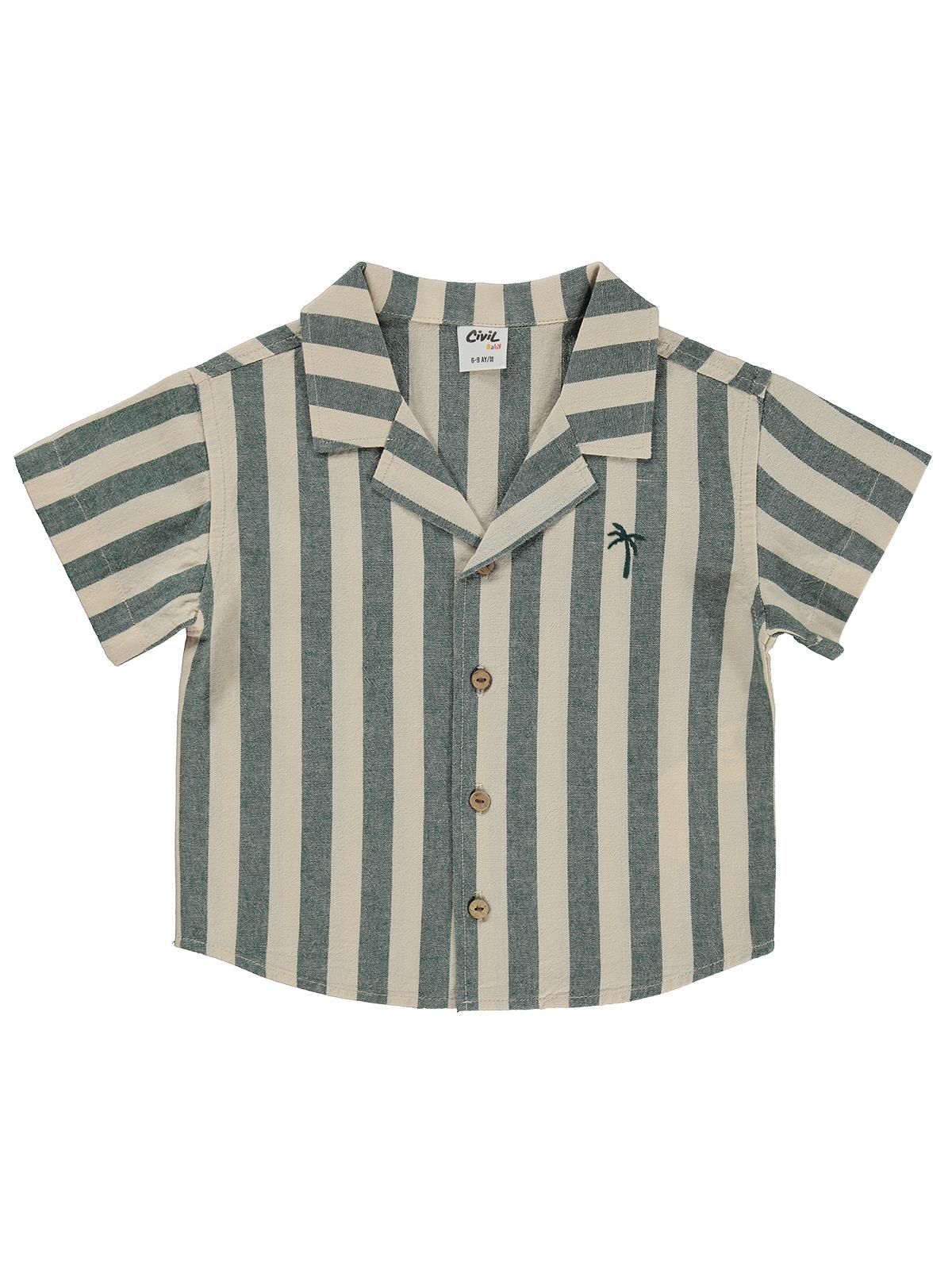 Civil Baby Çizgili 6-18 Ay Gömlek - Yeşil