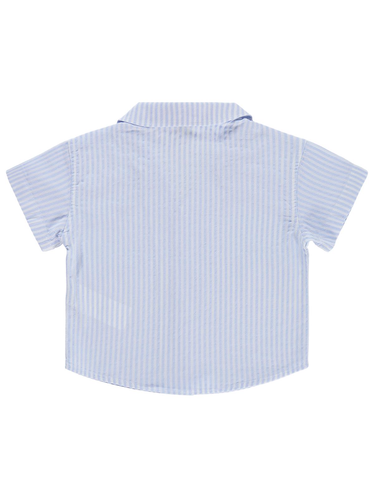 Civil Baby Çizgili Yelken Nakışlı 6-18 Ay Gömlek - Mavi