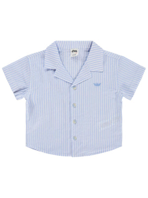 Civil Baby Çizgili Yelken Nakışlı 6-18 Ay Gömlek - Mavi
