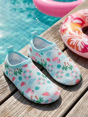 Civil Girls Flamingo Baskılı Tabansız 26-30 Numara Deniz Ayakkabısı - Yeşil
