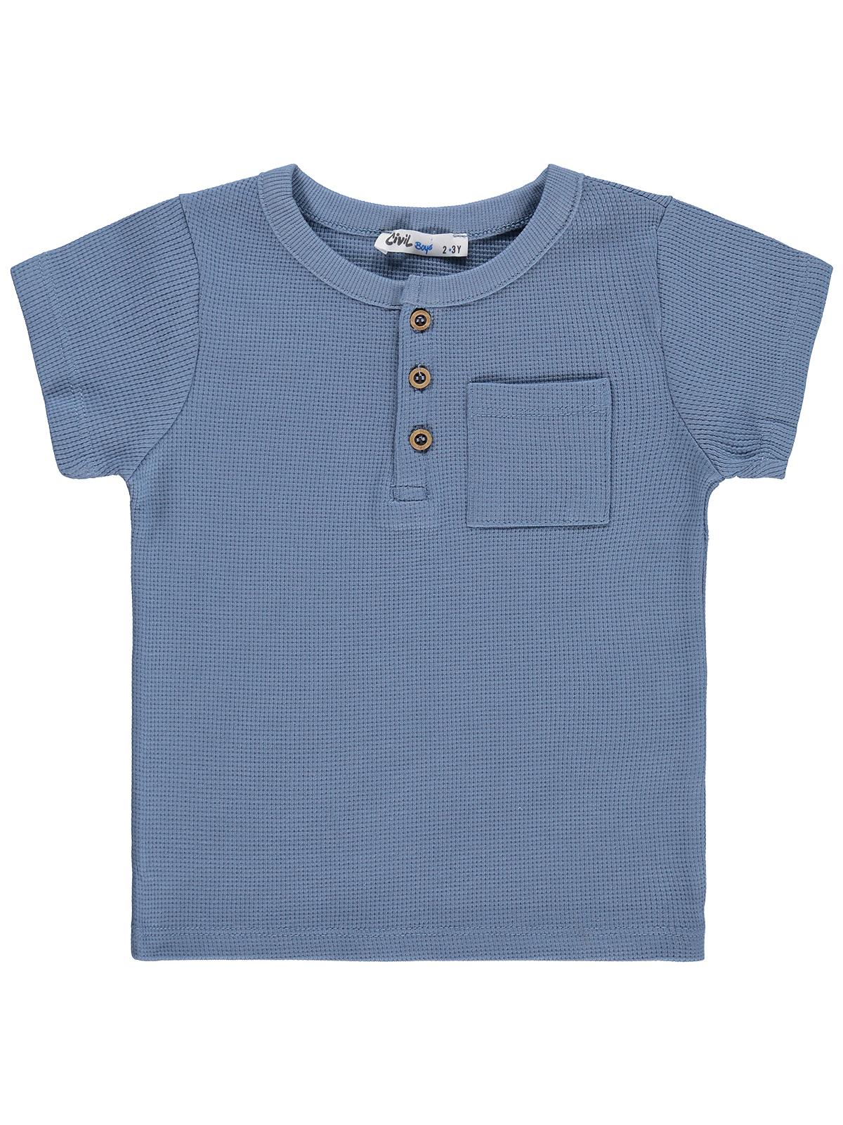 Civil Boys Basic Önü Düğmeli 2-5 Yaş Tişört - Mavi