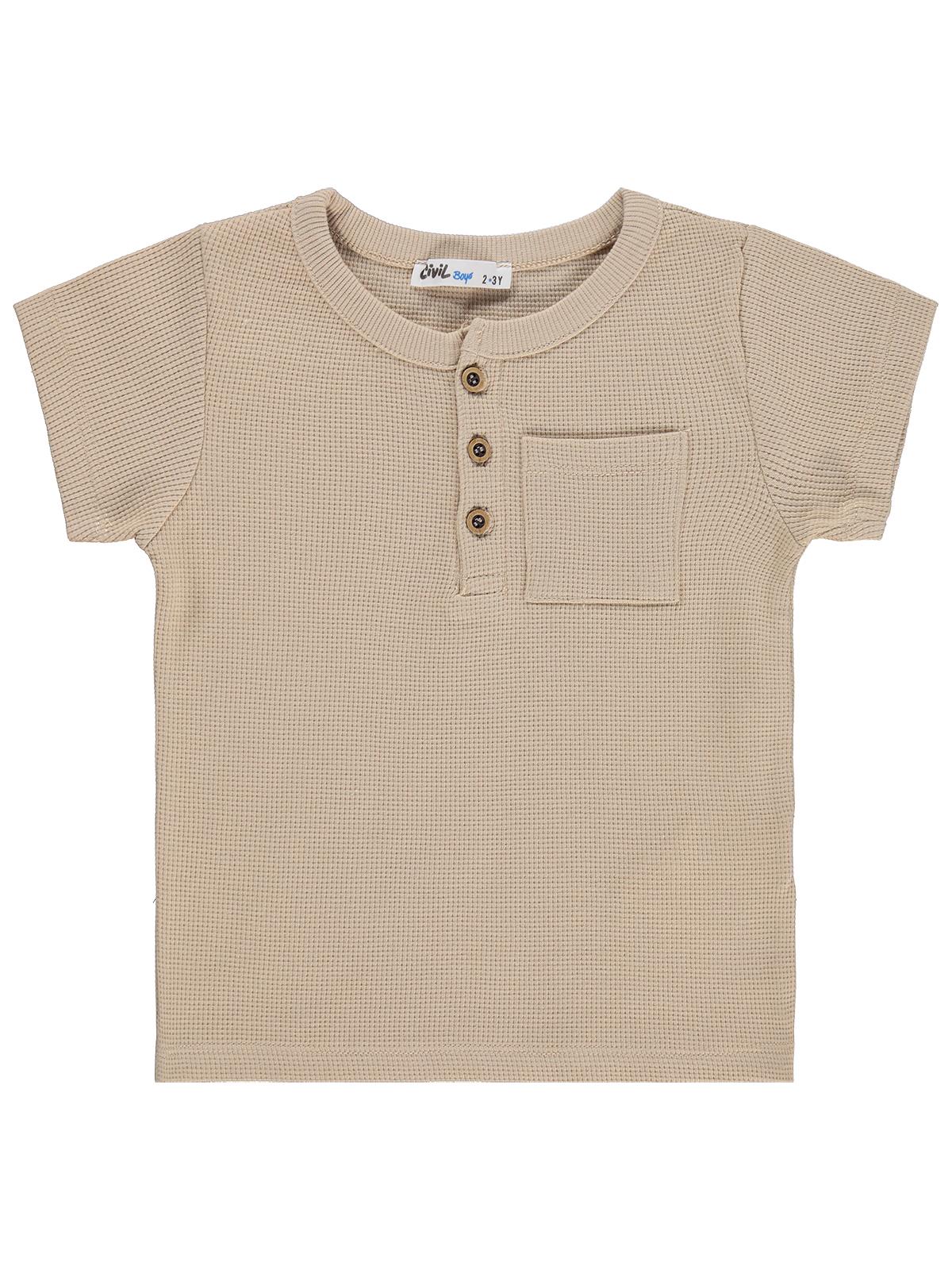 Civil Boys Basic Önü Düğmeli 2-5 Yaş Tişört - Bej