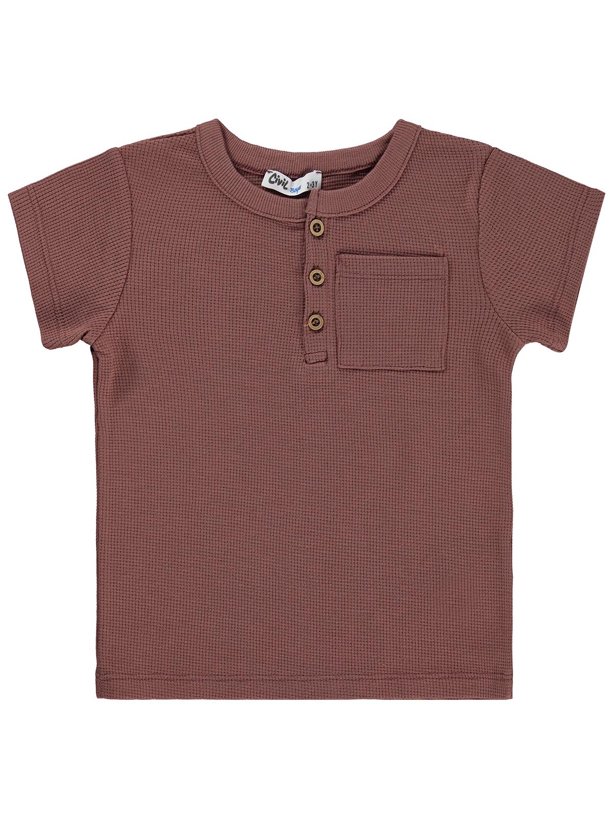 Civil Boys Basic Önü Düğmeli 2-5 Yaş Tişört - Kahverengi