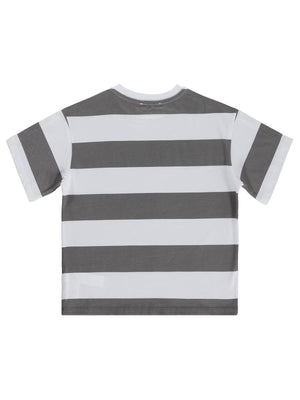Civil Boys Basic Çizgili 6-9 Yaş Tişört - Gri