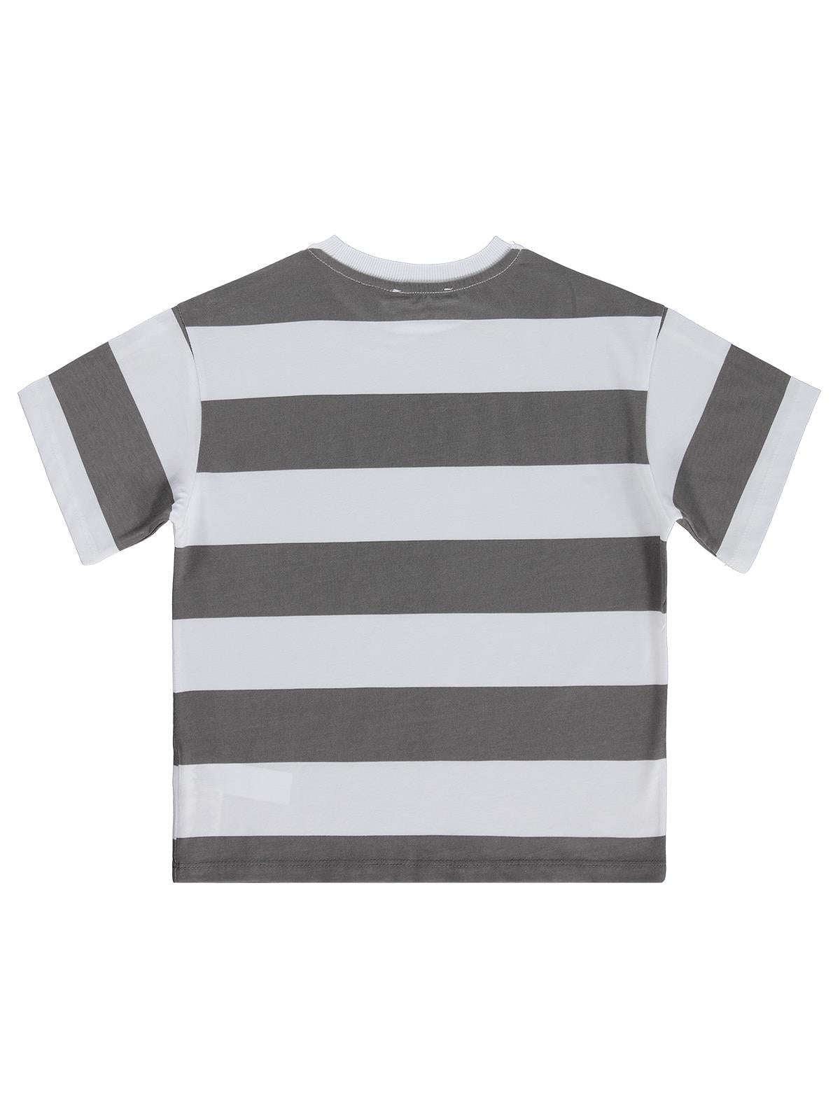 Civil Boys Basic Çizgili 6-9 Yaş Tişört - Gri