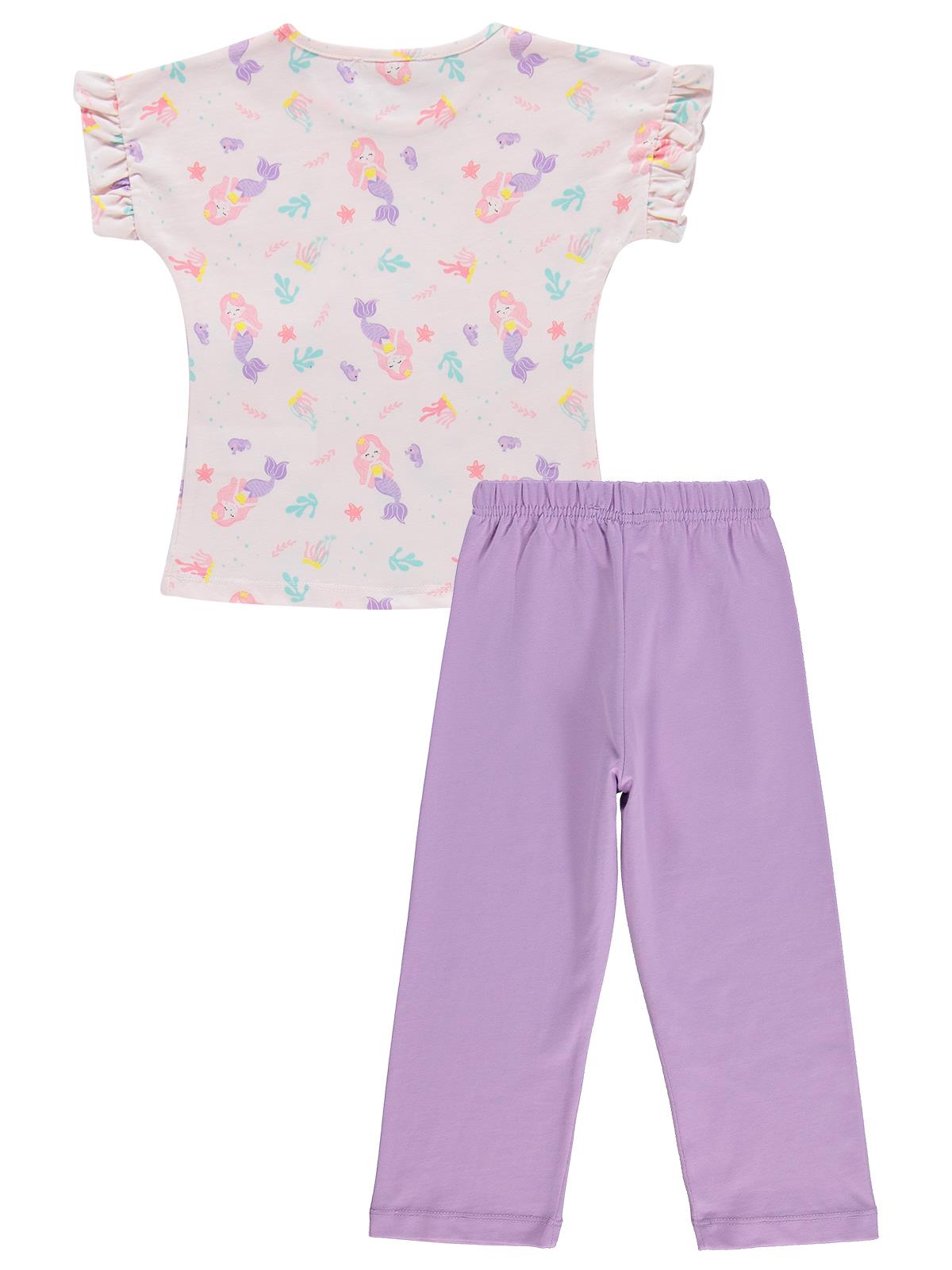Civil Girls Deniz kızı Desenli 2-5 Yaş Pijama Takımı - Uçuk Pembe-Lila