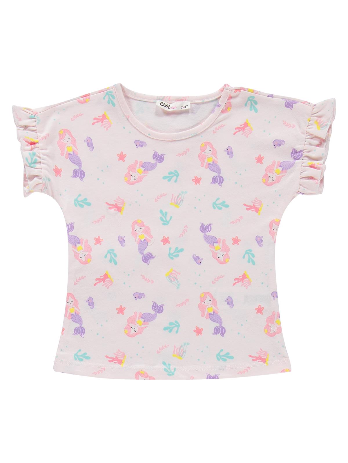 Civil Girls Deniz kızı Desenli 2-5 Yaş Pijama Takımı - Uçuk Pembe-Lila