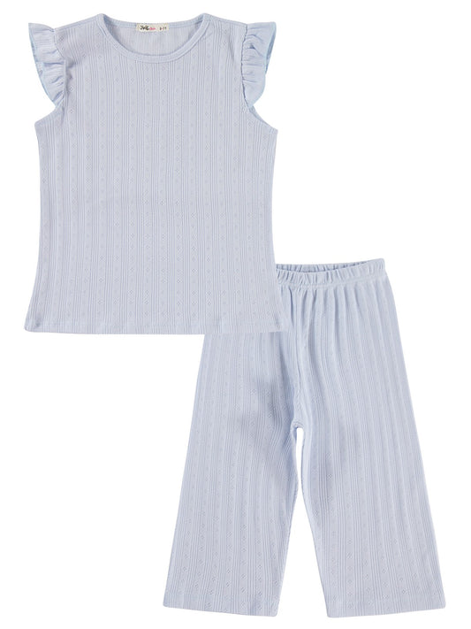 Civil Girls Kaprili 6-9 Yaş Pijama Takımı - Mavi