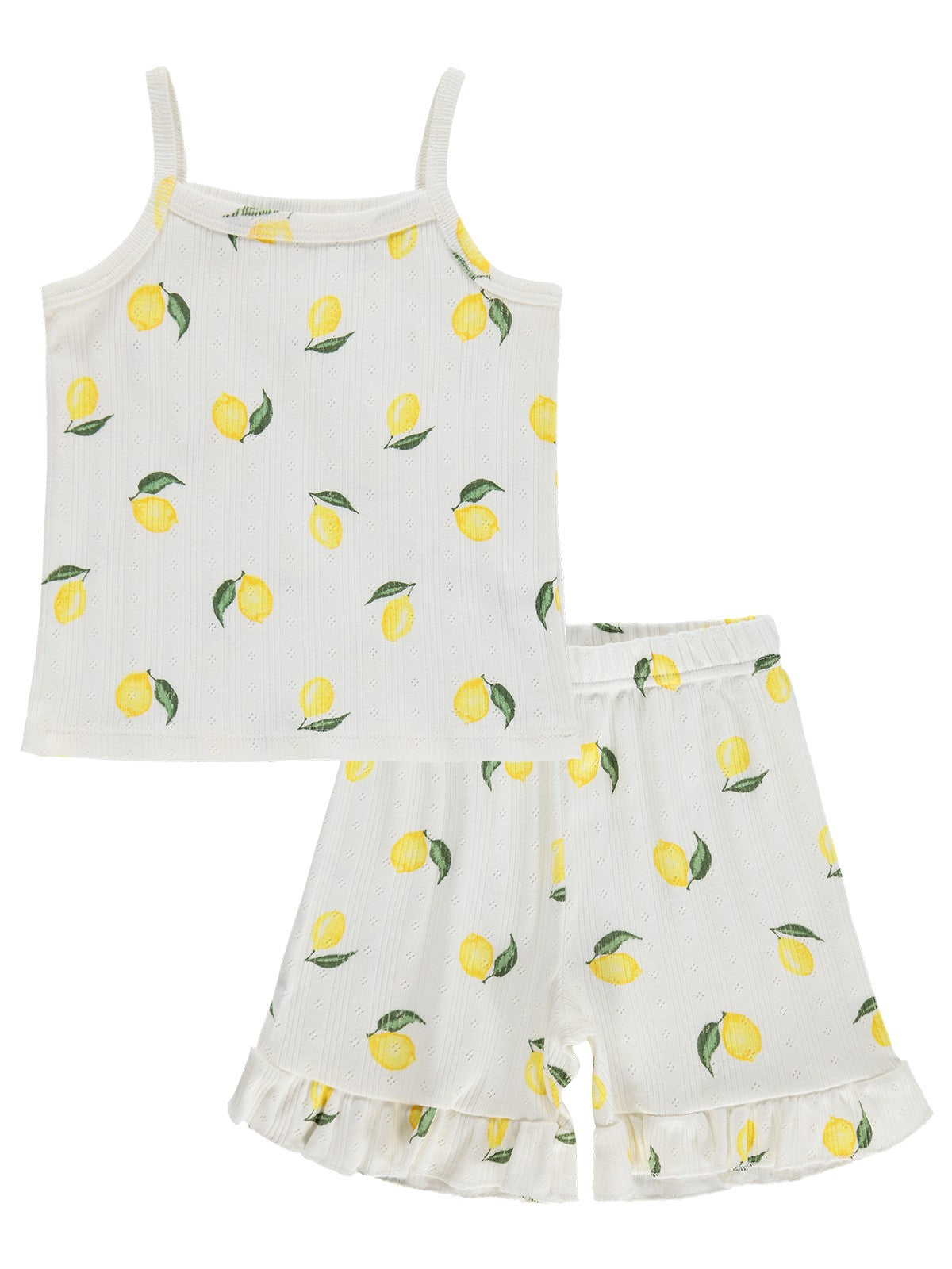 Civil Girls Limon Desenli Şortlu 2-5 Yaş Pijama Takımı - Kırık Beyaz