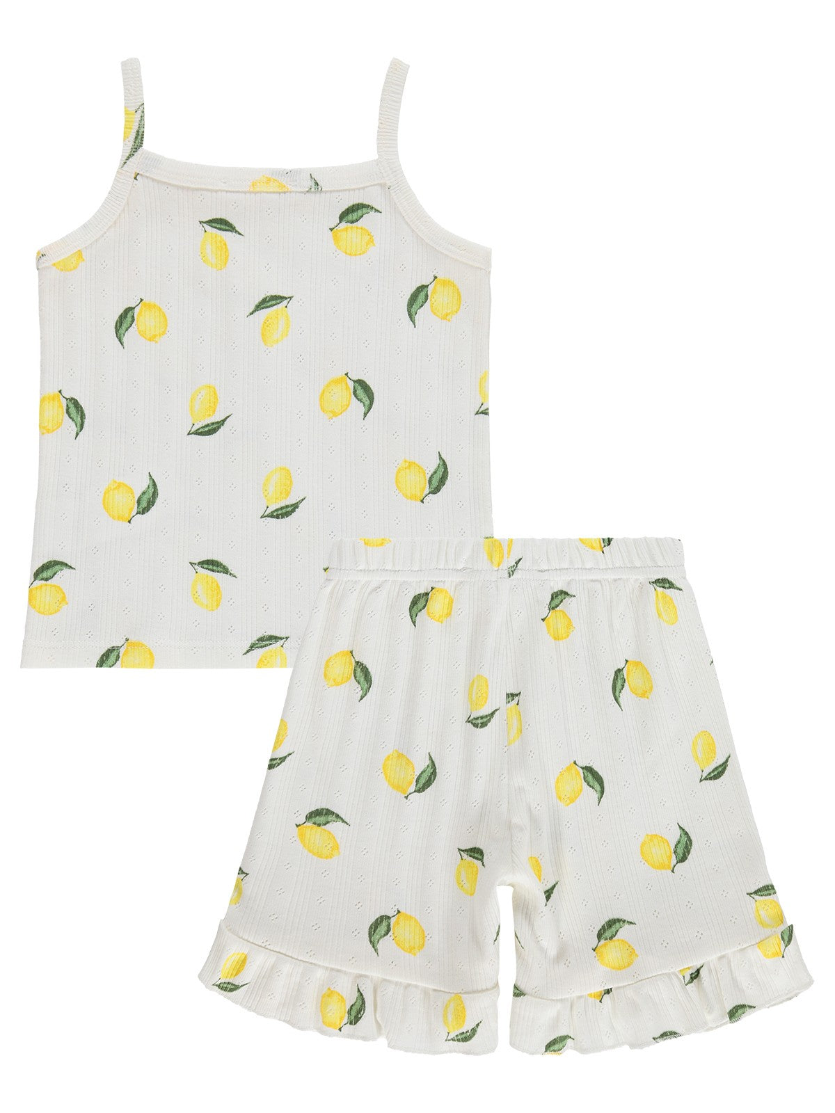 Civil Girls Limon Desenli Şortlu 2-5 Yaş Pijama Takımı - Kırık Beyaz