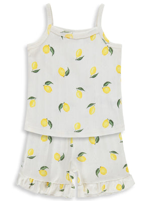 Civil Girls Limon Desenli Şortlu 2-5 Yaş Pijama Takımı - Kırık Beyaz
