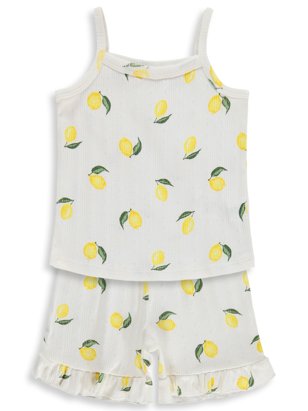Civil Girls Limon Desenli Şortlu 2-5 Yaş Pijama Takımı - Kırık Beyaz